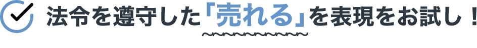 法令を遵守した「売れる」表現をお試し！